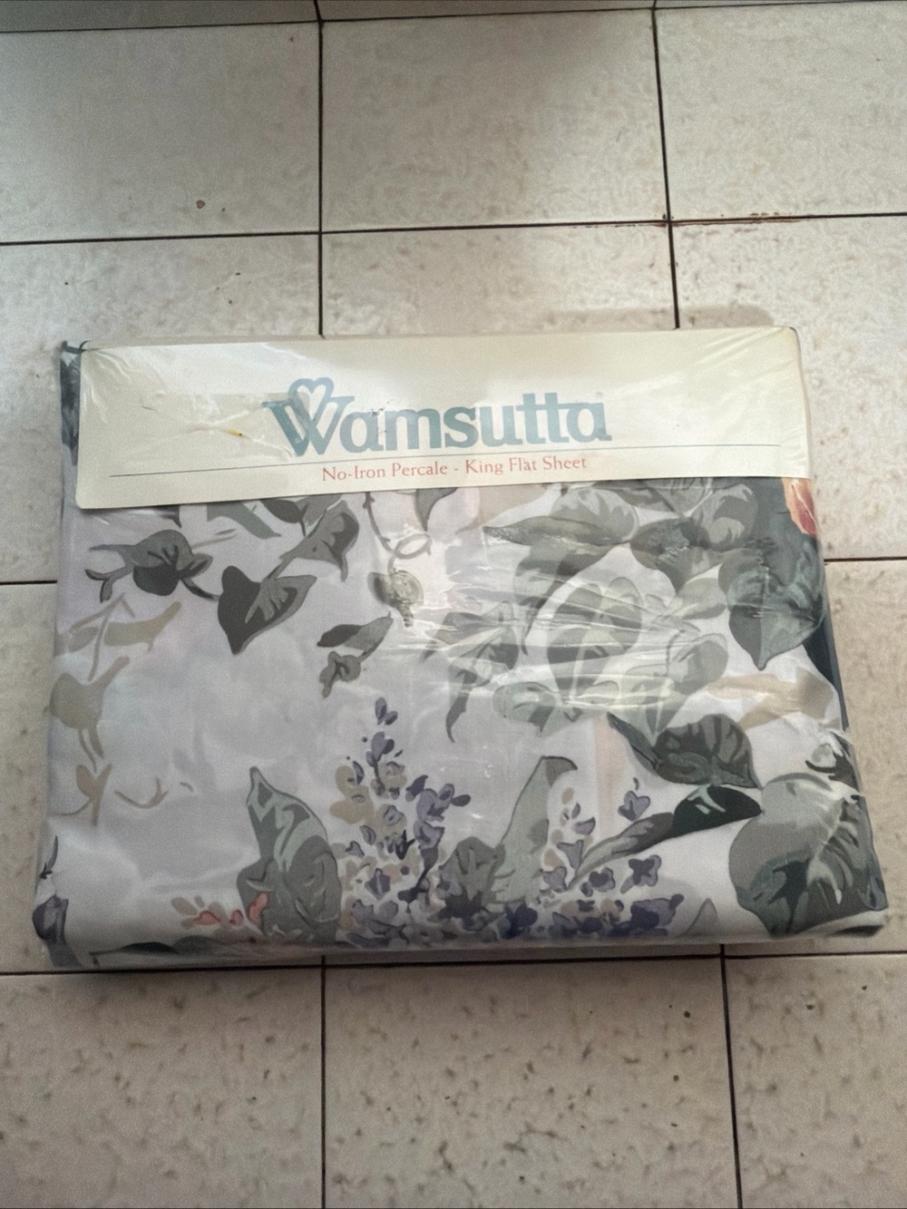 Wamsutta Vintage percale Floral Flat Sheet pink purple yellow KING NEW